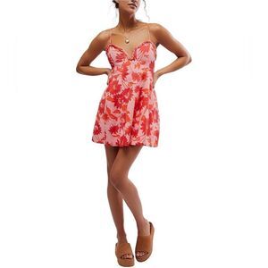 Free People NWT Altura Floral Print Sweetheart Neck Sleeveless Mini Dress size M